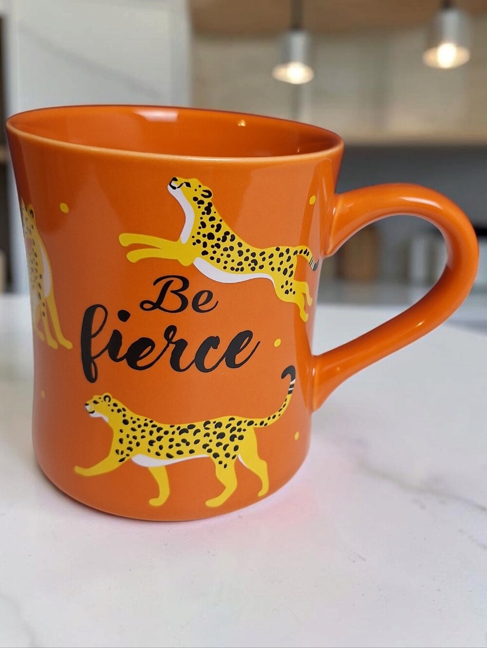 Be Fierce Ceramic Mug Cheetah Print Orange